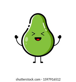 Avocado characters with funny and cute expressions in flat design style