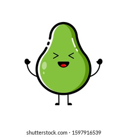 Avocado characters with funny and cute expressions in flat design style