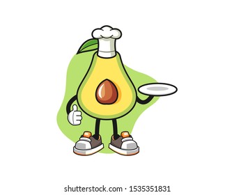 Avocado chef mascot design vector. Cartoon character illustration for business, t shirt, sticker.