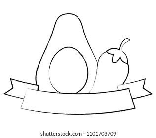 avocado and chili pepper design