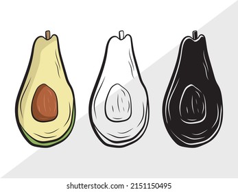 Avocado Clipart Printable Vector Illustration svg
