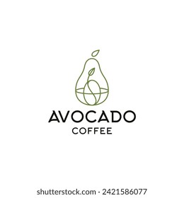 Avocado coffee bean logo icon design template flat vector