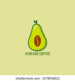 Avocado and Coffee Logo Combinations . cafe logo design creative concept ,flat design style.
