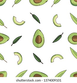 Avocado colored isolated seamless pattern on white background.