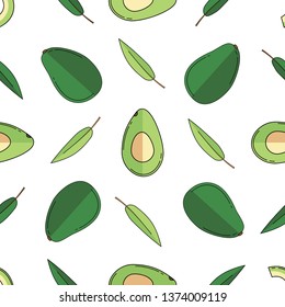 Avocado colored isolated seamless pattern on white background.