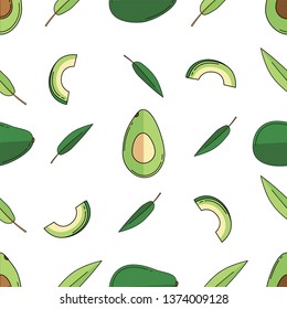 Avocado colored isolated seamless pattern on white background.
