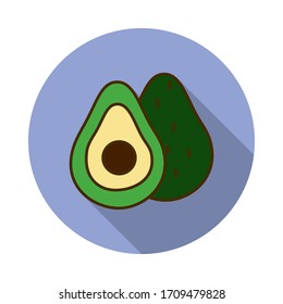 avocado colored long shadow icon. Simple color vector of fruit icons for ui and ux, website or mobile application