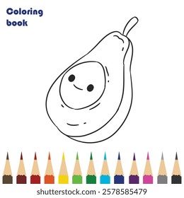 avocado coloring book design illustration