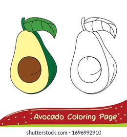 Stock vektor „Avocado Coloring Page Coloring Fruits Vegetables“ (bez