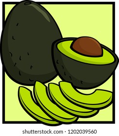 avocado complete and half with slices