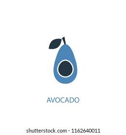 Avocado concept 2 colored icon. Simple blue element illustration. Avocado concept symbol design from Fruits set. Can be used for web and mobile UI/UX