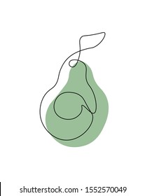Avocado continuous line drawing. One single line organic healthy vegetables concept with green color. Minimalism modern style for logo, icon, card or poster and print graphics design