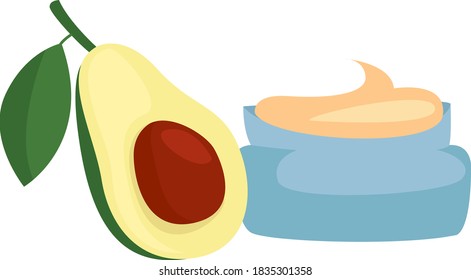 Crema aguacate, ilustración, vector sobre fondo blanco