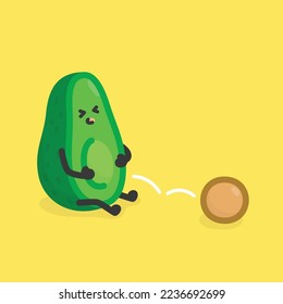 avocado cry because the seed fell off kawaii doodle flat cartoon vector illustration