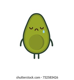 Avocado crying. Cute illustration. 