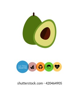 Avocado and cut avocado half