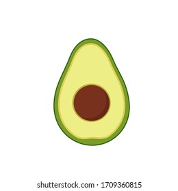 Avocado in cut half fruit with pit. Vector flat illustration isolated on white background