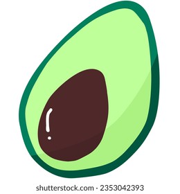 avocado cut in half icon cartoon style