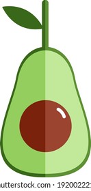 Avocado cut in half, illustration, vector on white background.