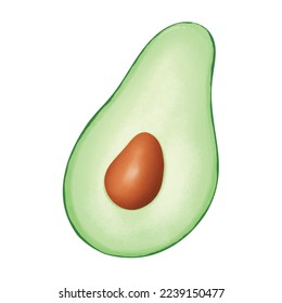 aguacate cortado a la mitad sobre fondo blanco