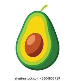Avocado cut in half on white background illustration