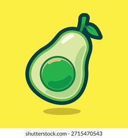 Avocado Cut in Half with Seed Cartoon Illustration