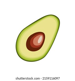 Media cortada de aguacate, ilustración vectorial aislada en fondo blanco en estilo plano