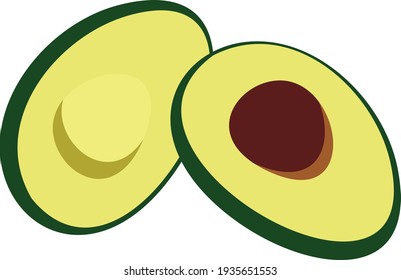 Avocado, halbiert auf weißem Hintergrund