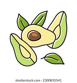 avocado cut peel green slice color icon vector. avocado cut peel green slice sign. isolated symbol illustration