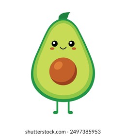 Avocado cute cartoon style design vector illustration.