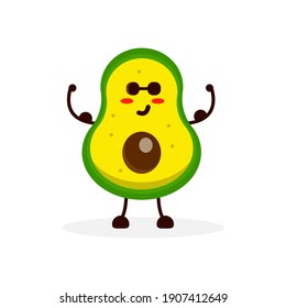 Avocado Cute Character Muscle, This Illustration Perfect For Animation Kids