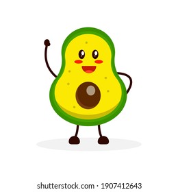 Avocado cute character say hello, this illustration perfect for animation kids