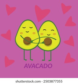 Aguacate Linda pareja y divertido Feliz lindo feliz sonriente aguacate