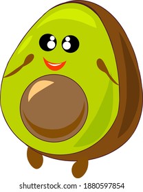 avocado cute with eyes vector illustration