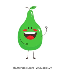 avocado of cute fruit character in flat illustration