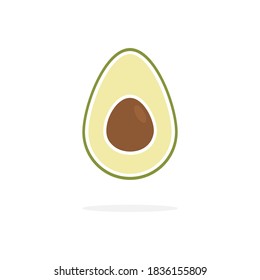 Avocado cute icon. Fresh fruit half vector isolated on white background. Health food symbol.
