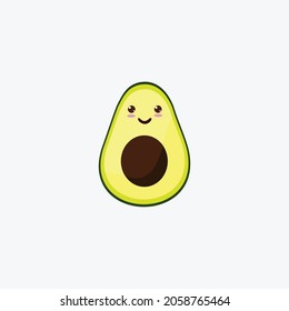 avocado cute smiling character design vector