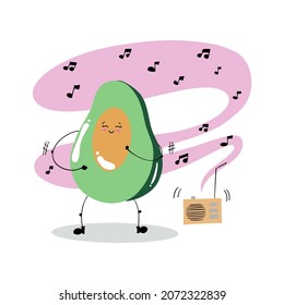  Kawaii cute avocado dancing to cheerful music
