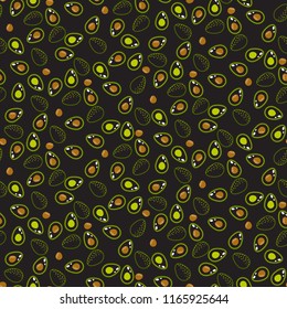 Avocado dark green dense seamless vector pattern.