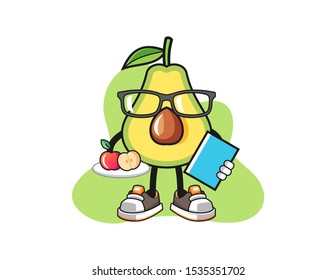Avocado dietitian mascot design vector. Cartoon character illustration for business, t shirt, sticker.