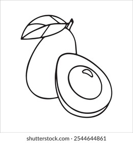 Avocado doodle, hand-drawn linear vector illustration