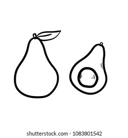 avocado doodle icon outline