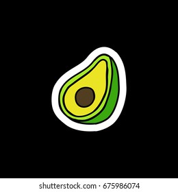 avocado doodle icon, sticker