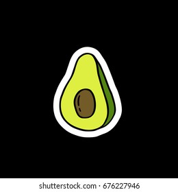 avocado doodle icon, sticker