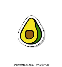 avocado doodle icon, sticker
