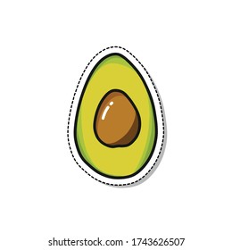 avocado doodle icon, vector illustration