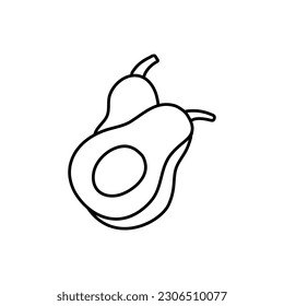 avocado doodle icon. Avocado vector illustration with black hand drawn style isolated on white background