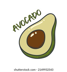 Avocado doodle outline icon. Logo organic fruit and vegetable illustartion