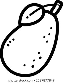 Avocado-Doodle, Vektorsymbol und Illustration