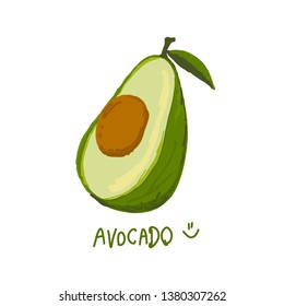 Avocado doodle, vector illustration